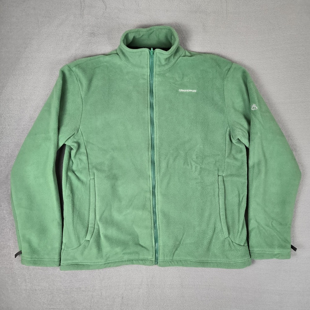 Craghoppers‎ Evans Fleece Jacket Mens Large Green Sweater Pockets Full Zip
